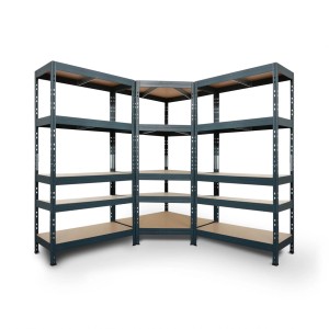 Ar Shelving Rivet Set, 180x180x180x45 cm, mit 5 HDF-Böden, anthrazit, Schwerlastregal und Eckregal.