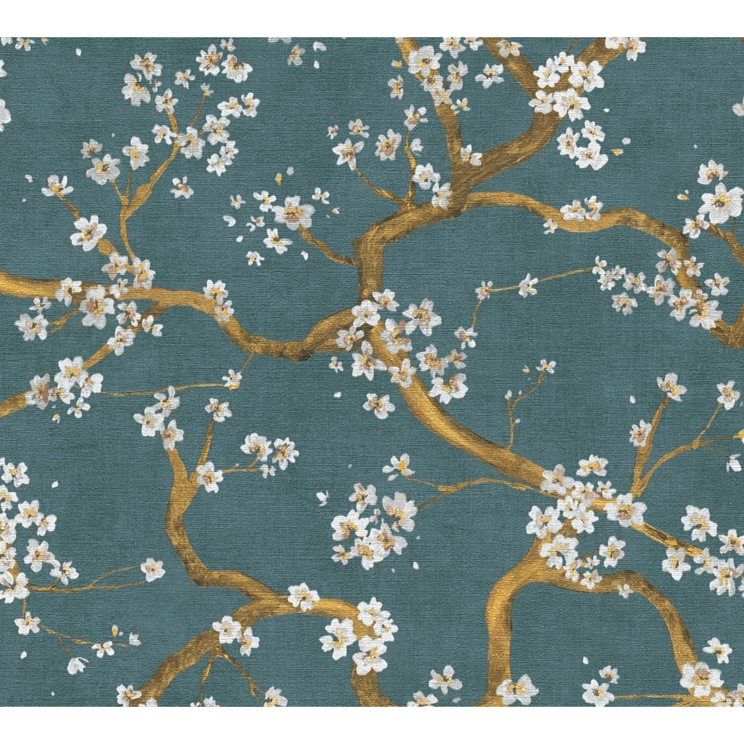 A.S. Creation Vliestapete Blütenmuster Floral 10,05 m x 0,53 m Blau-Gold FS günstig online kaufen