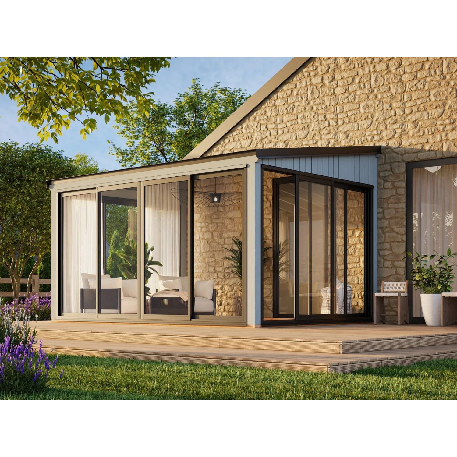 Palmako Holz-Gartenhaus Lumi Slide Plus Pultdach Lackiert 420 cm x 297 cm