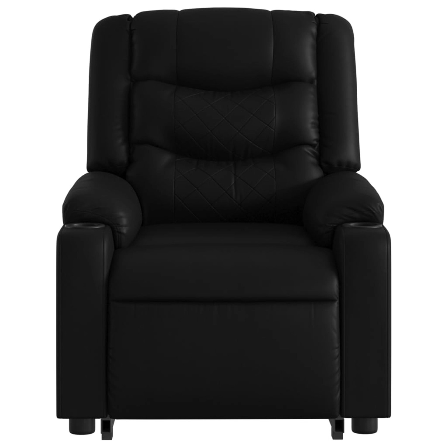 Schwarzer vidaXL Massagesessel mit Aufstehhilfe aus Kunstleder, Relaxsessel für Senioren.