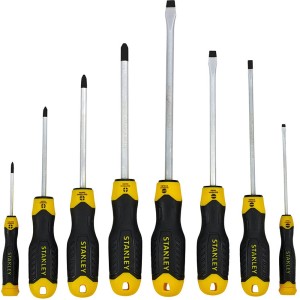 Stanley Schraubendreher Set, 8-teilig, CushionGrip, Schlitz und Kreuzschlitz, für Werkstatt und Heimwerker.