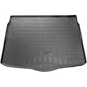 Schwarze Gummi Kofferraumwanne für Nissan Qashqai J11, passgenau und mit hohem Rand.