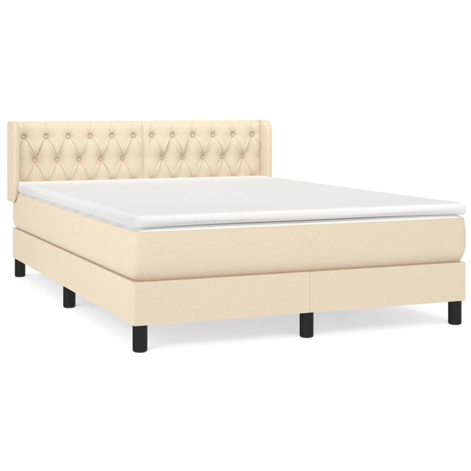 vidaXL Boxspringbett mit Matratze Creme 140x190 cm Stoff 3129950 günstig online kaufen