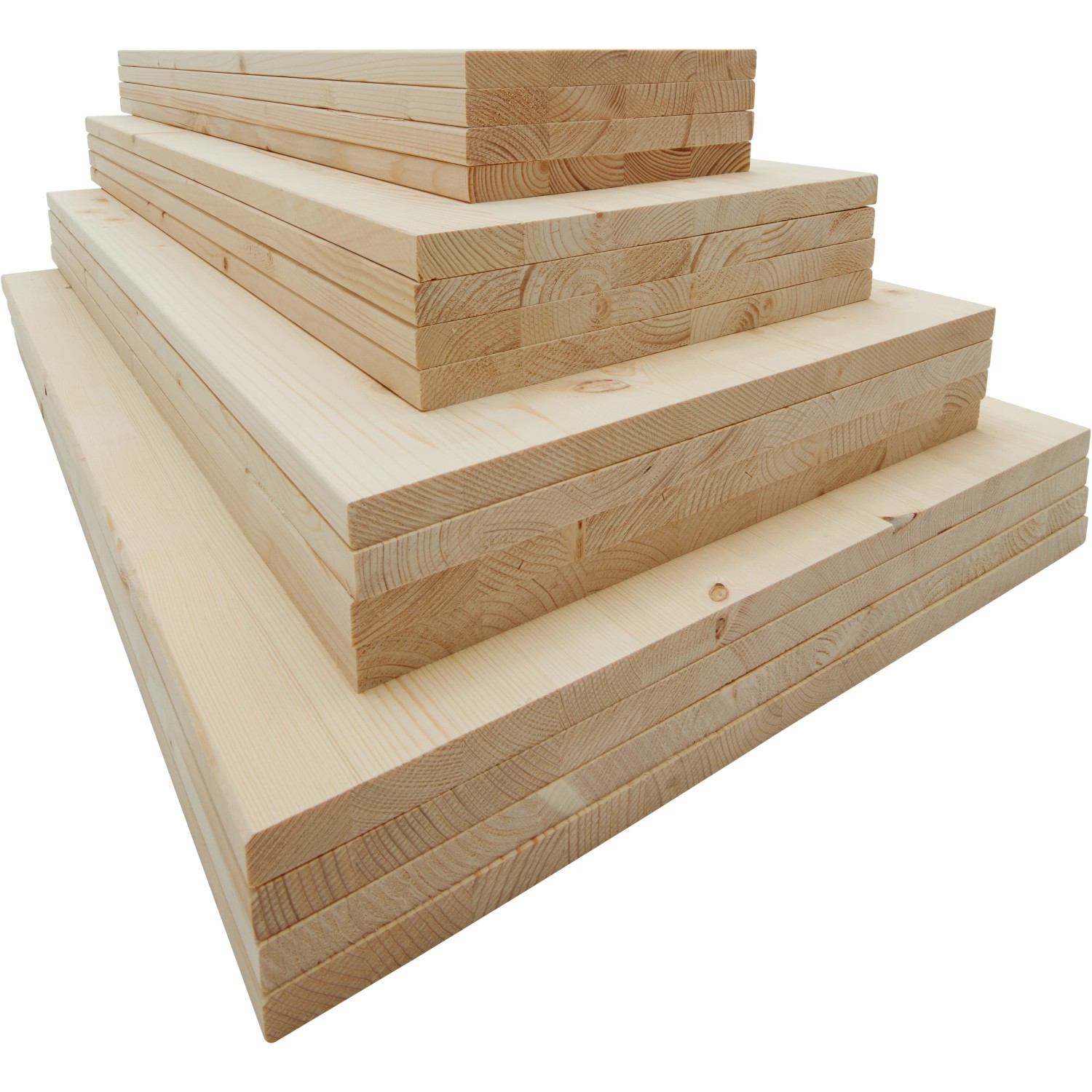 Stapel Fichte Leimholzplatten, 100x30x1,8 cm, für Regalböden und Möbelbau.