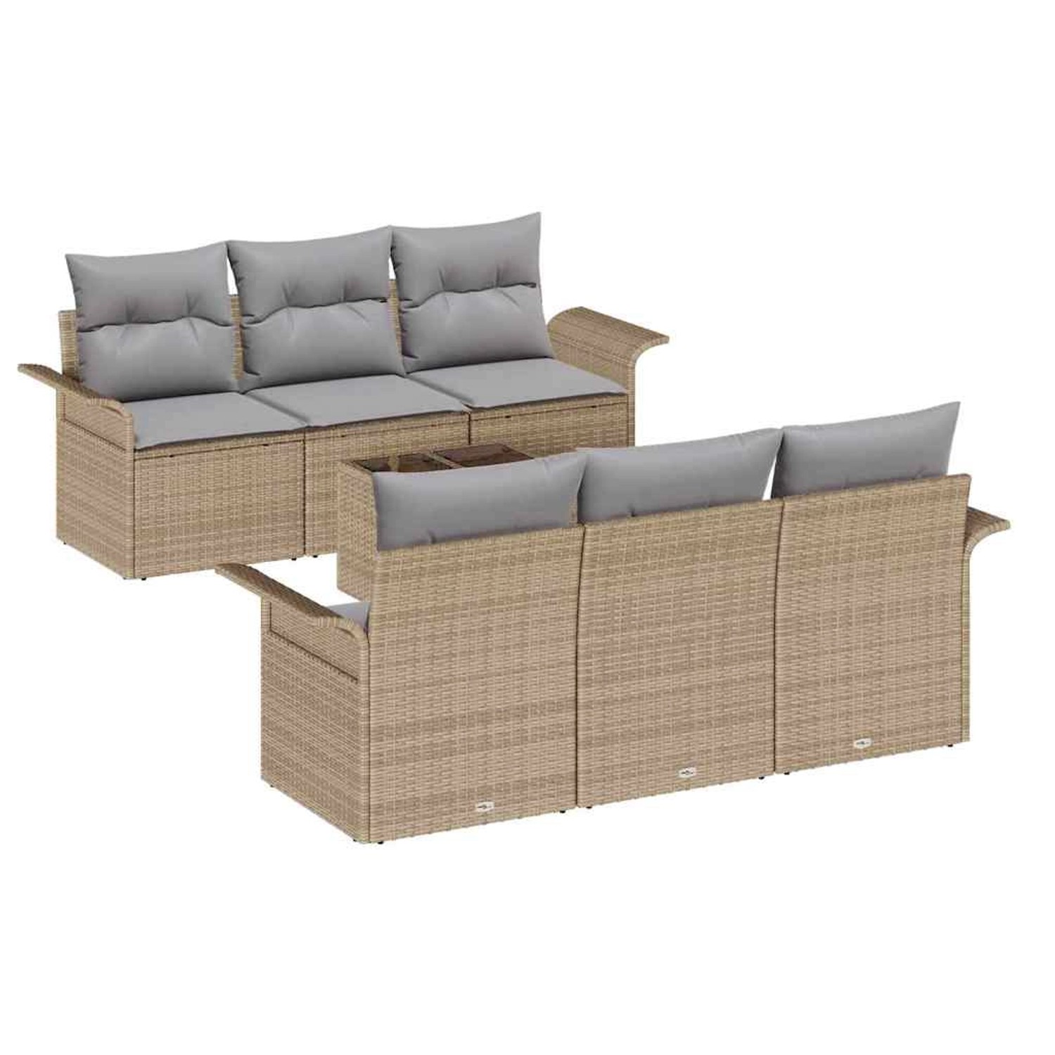 vidaXL Garten-Sofa-Set 7-Tlg Beige Poly Rattan 3345250 günstig online kaufen