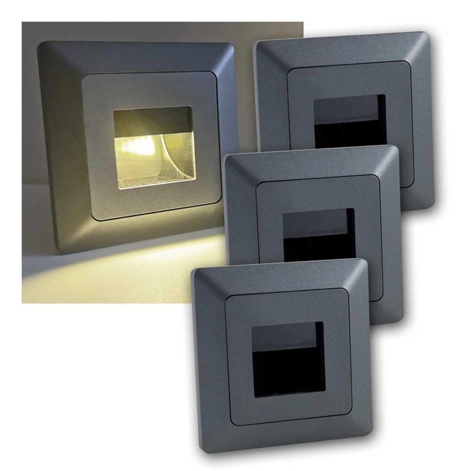 ChiliTec 3x MILOS LED Einbauleuchte COB Antharzit mit Rahmen