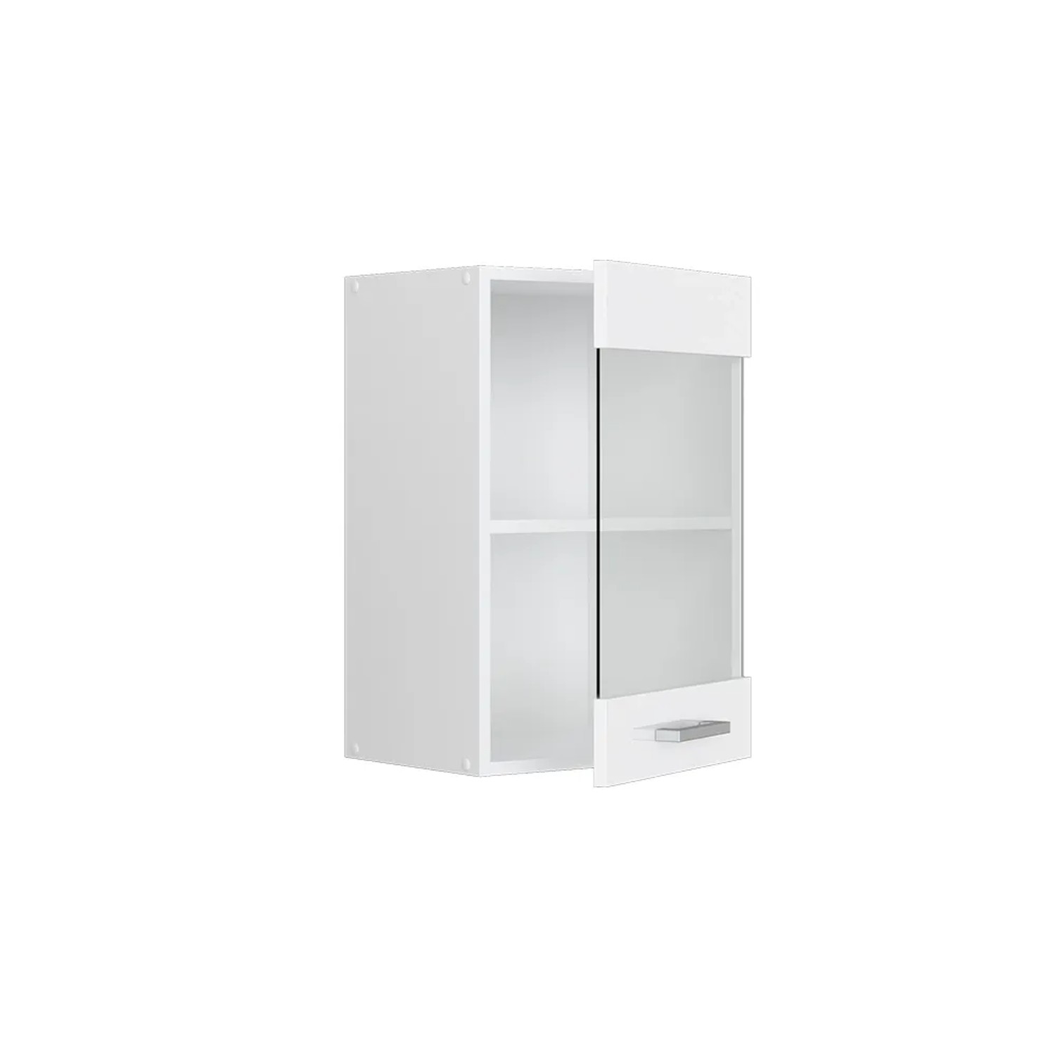 Vicco Küchen Glashängeschrank R-Line, weiß hochglanz, 40 cm breit. Hängeschrank mit Glastür und Regalböden.