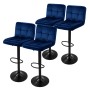 4er Set blaue ML-Design Barhocker mit Samtbezug, gepolstert und drehbar.