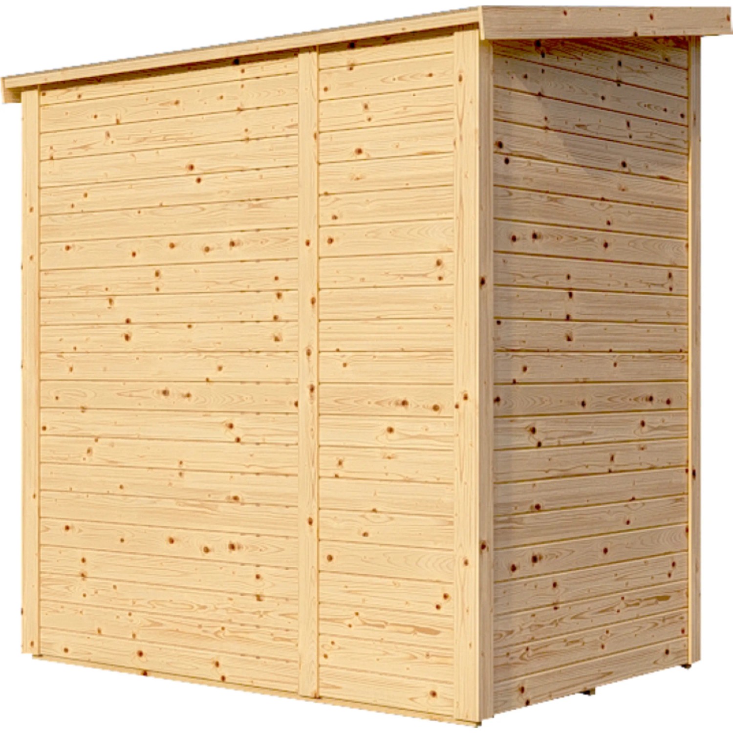Bertilo Gartenhaus Amrum 1 aus Holz, naturbelassen, mit Doppeltür. Ideal zur Geräteaufbewahrung.