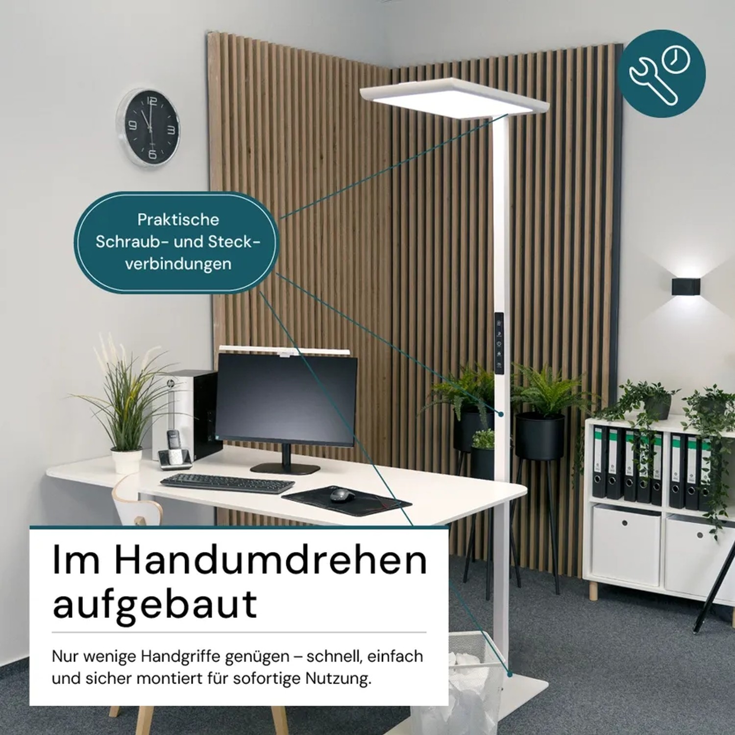 LUXULA LED Stehleuchte 100W 7000lm Bürostehleuchte Up- Downlight Augenschonend UGR16 CRI98 4000K Neutralweiß Dimmbar Stehlampe Weiß_10