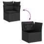 vidaXL Garten-Sofagarnitur, 8-teilig, schwarz, Poly Rattan, mit Stauraum unter der Sitzfläche.