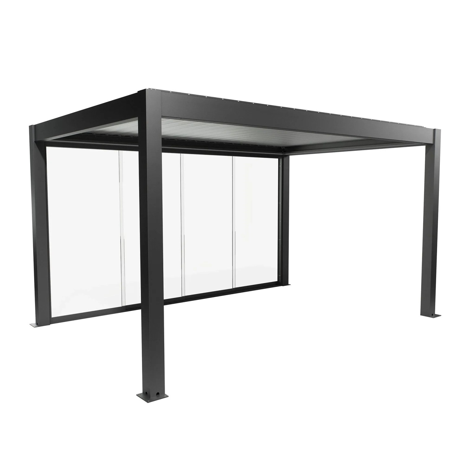 Biohort Glasschiebewand Klarglas Gr. 4,5m Dunkelgrau-Metallic Pergola