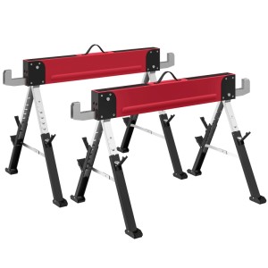 HOMCOM Sägebock Metall EVA 116L x 64B x 64-81H cm Rot