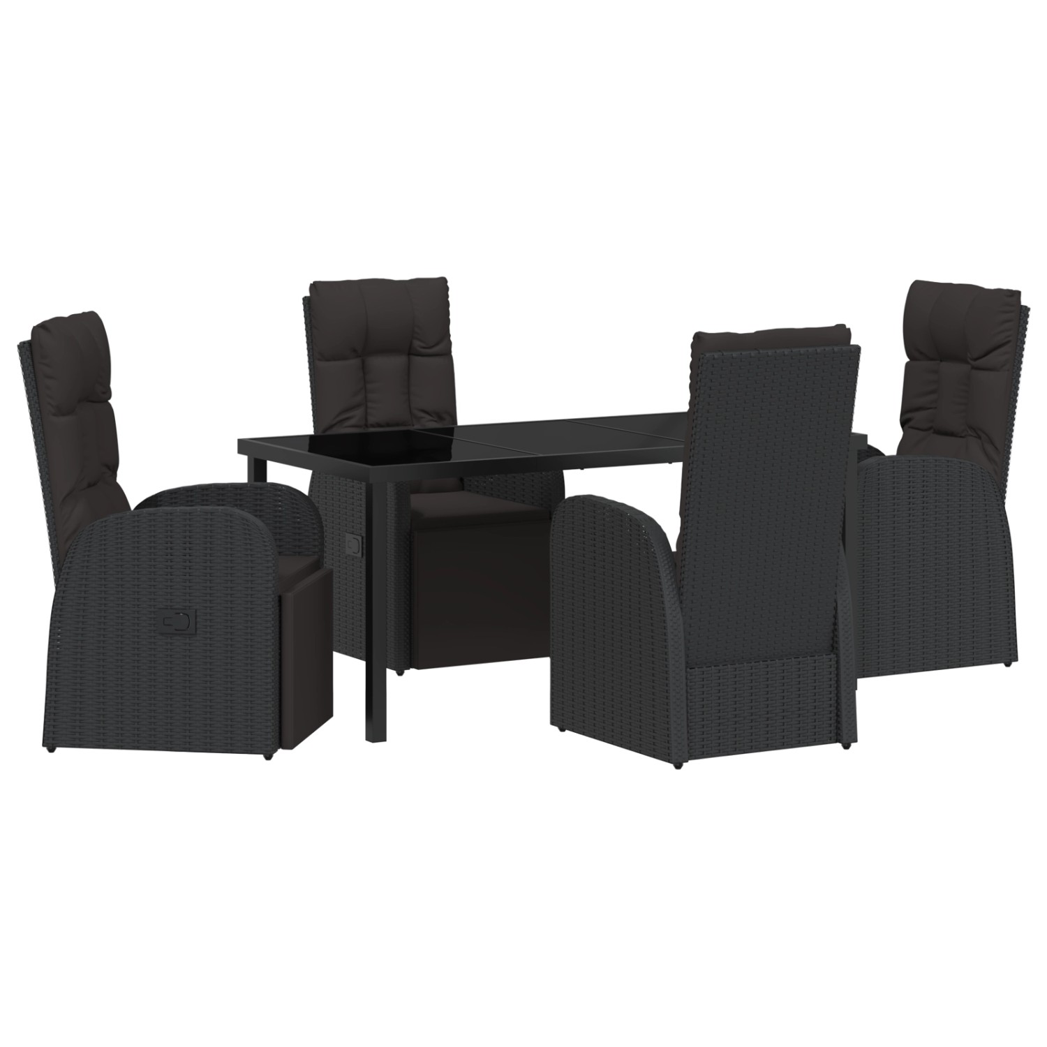 vidaXL Garten Essgruppe mit Kissen 5-Tlg Schwarz Poly Rattan 3379530 günstig online kaufen