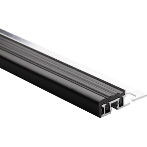 Treppenprofil aus Alu und PVC, schwarz, 10 mm x 0,9 m, für Fliesenschienen.