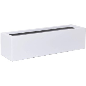 Weißer Vivanno Flobo Pflanzkasten, 60x17x15 cm, aus Fiberglas für Innen und Außen.