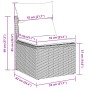 Skizze eines schwarzen Rattan Gartensofas mit Kissen und Maßangaben. Teil der vidaXL 4-Tlg Gartenmöbel-Garnitur.