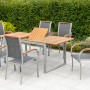 Merxx Gartenmöbel Siena 7-teilig: Gartentisch mit Akazienholzplatte und 6 Stapelsessel mit Textilbespannung.