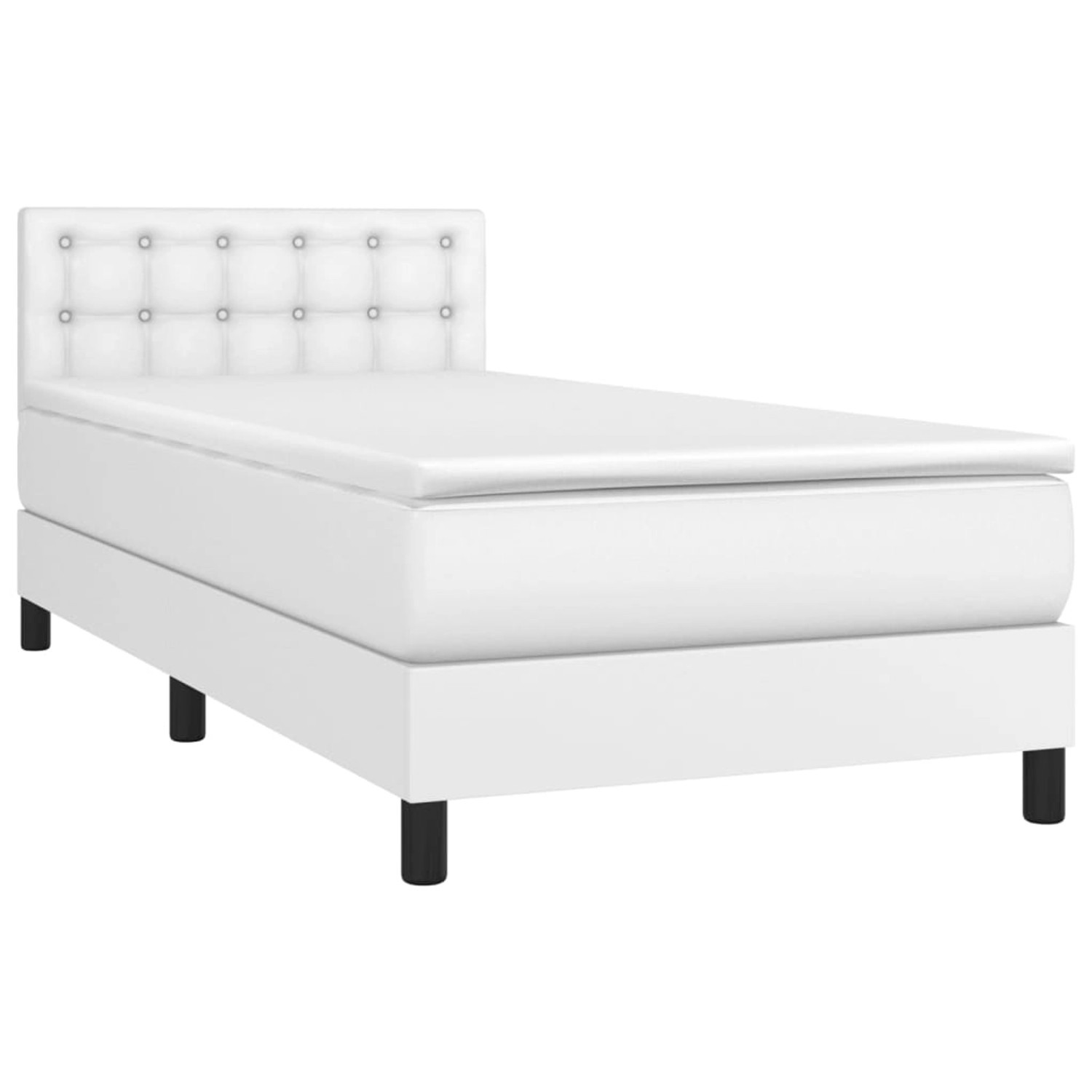 vidaXL Boxspringbett mit Matratze & LED Weiß 100x200 cm Kunstleder 3134208 günstig online kaufen