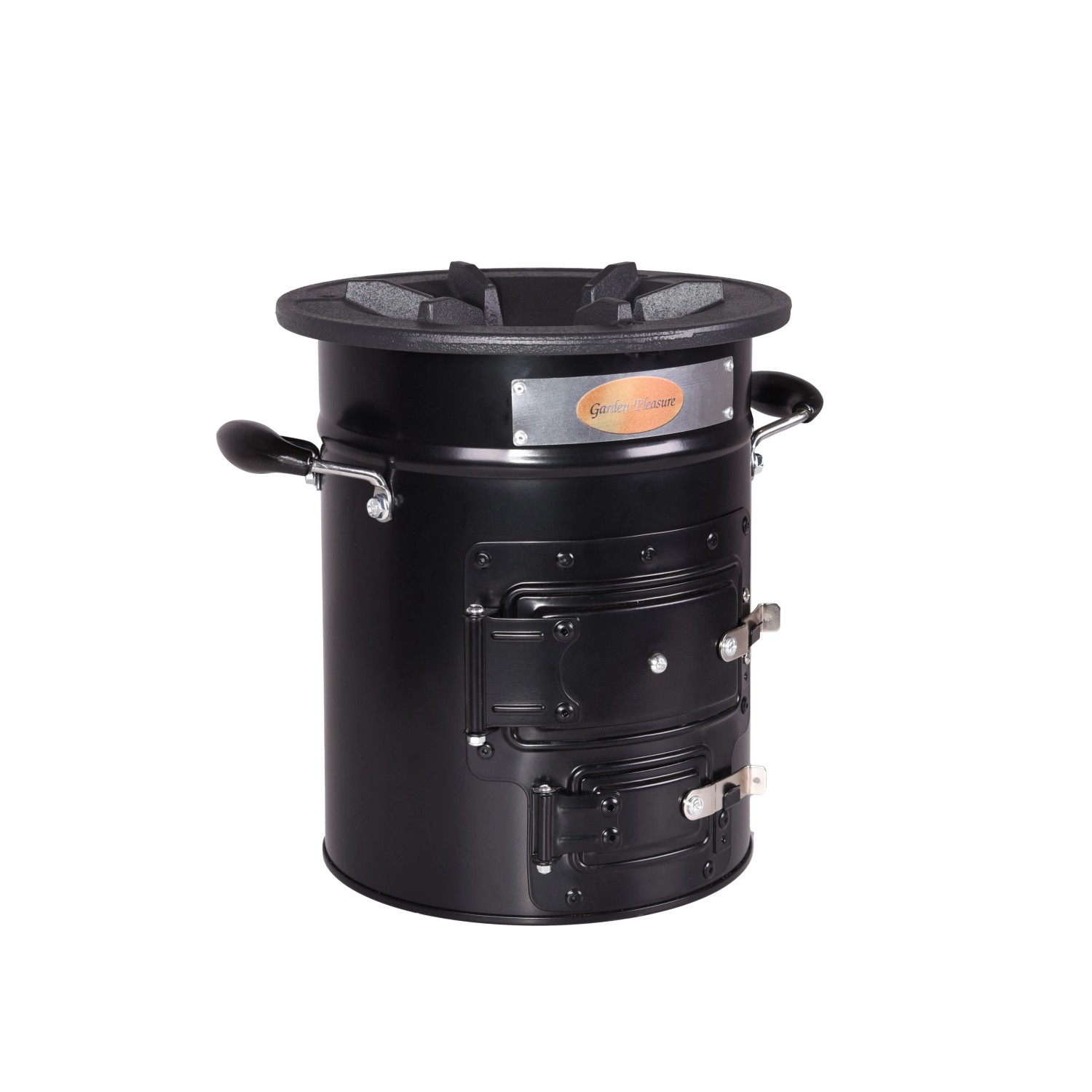 DELUKE Raketenofen LOTI Edelstahl Schwarz 29,5x26,5x26,5cm Rocket Stove für Dutch Oven Rocketstove für Grillpfanne