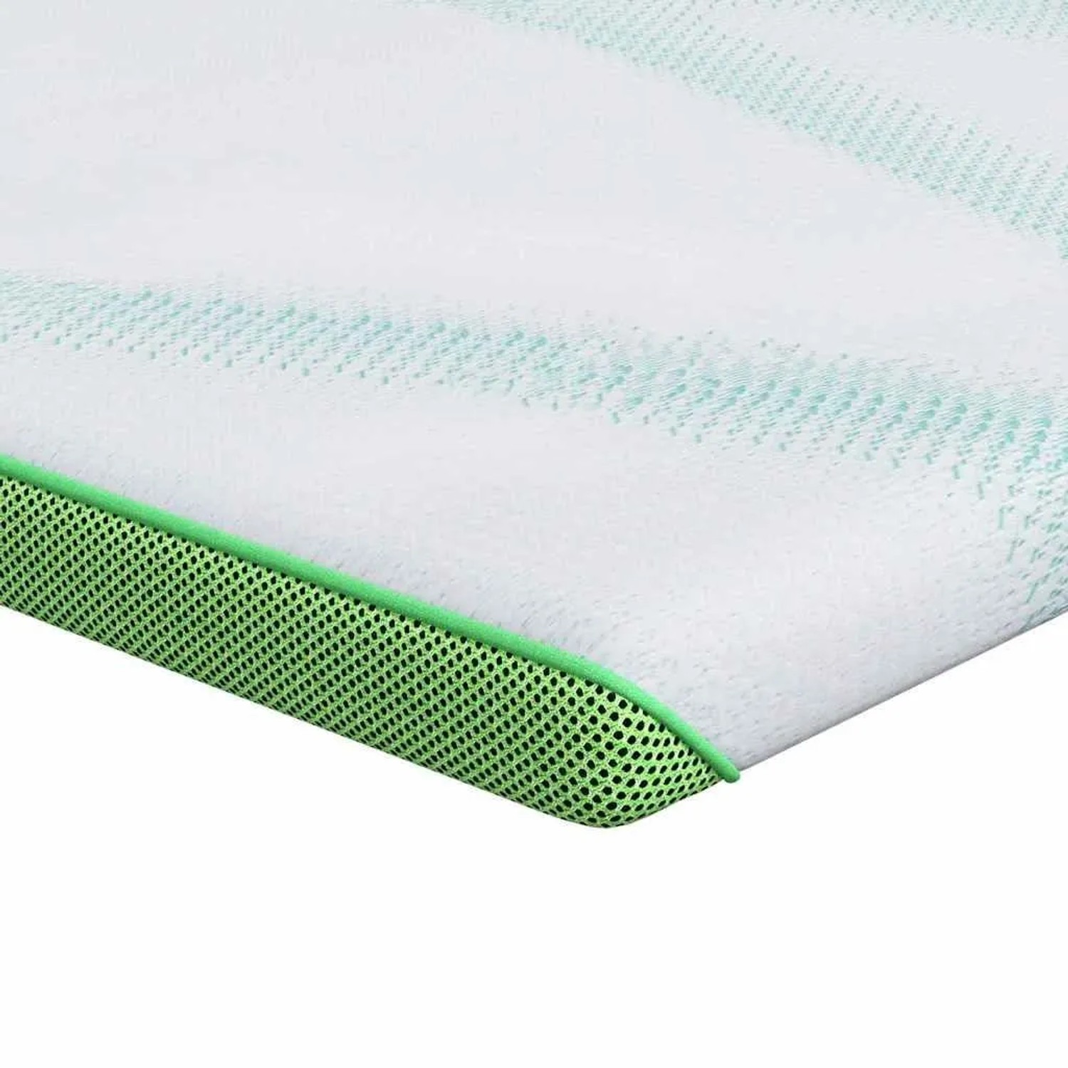 vidaXL Matratzenauflage Weiß und Grün 200 x 200 cm Jacquard Stoff 4106175