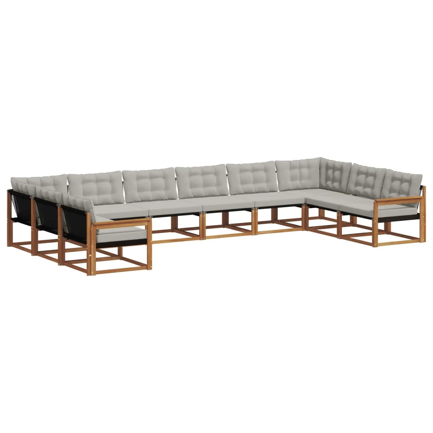 vidaXL Outdoor-Sofagarnitur mit Kissen 10-Tlg Natur und Hellgrau 3369882