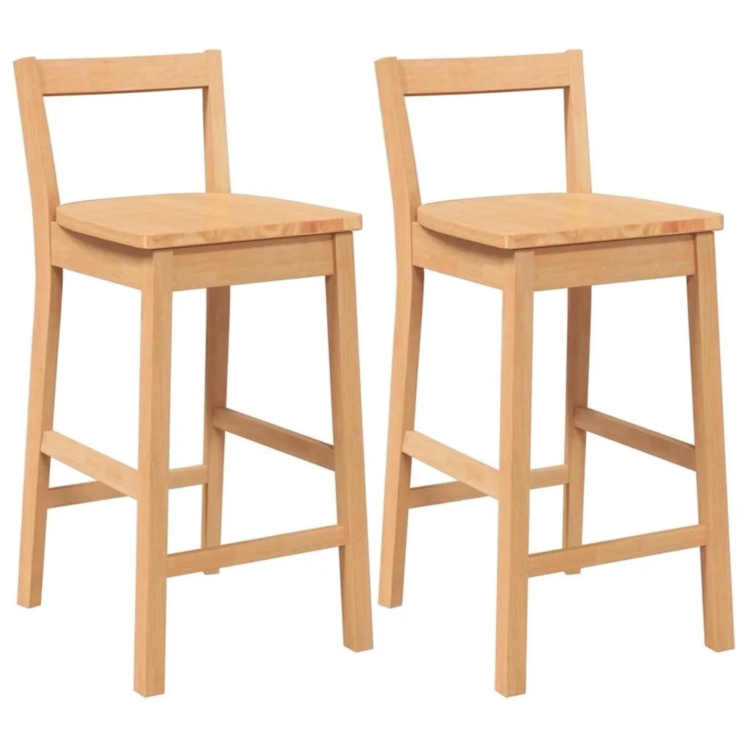 vidaXL Barhocker 2 Stk Natur Massivholz Gummibaum 4102587