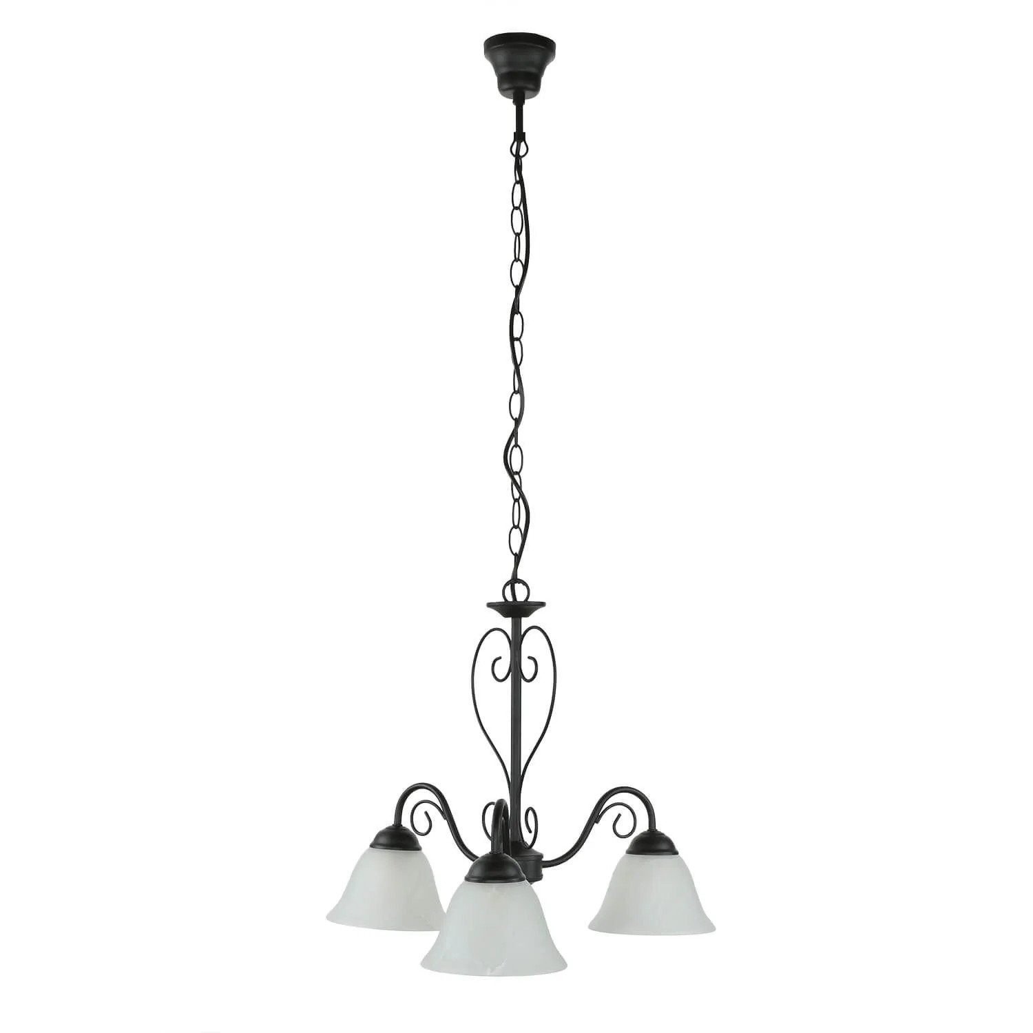 EASYLIGHT Pendelleuchte 3-Flammig E14 Rustikal Glas Metall Ø 46 cm Schwarz günstig online kaufen