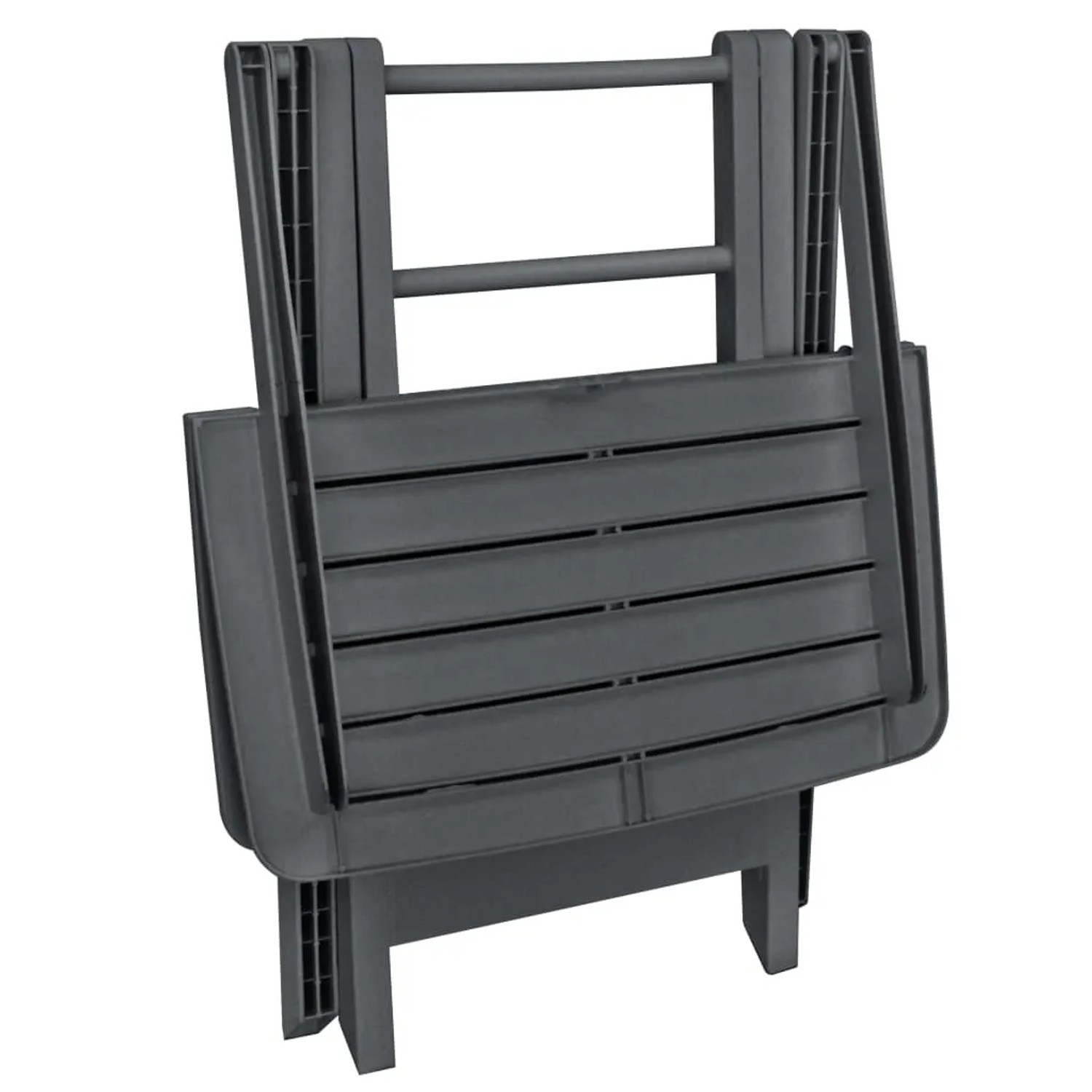 vidaXL Bistro-Set, 3-teilig, klappbar, anthrazitfarbenes Kunststoff Gartenmöbel.