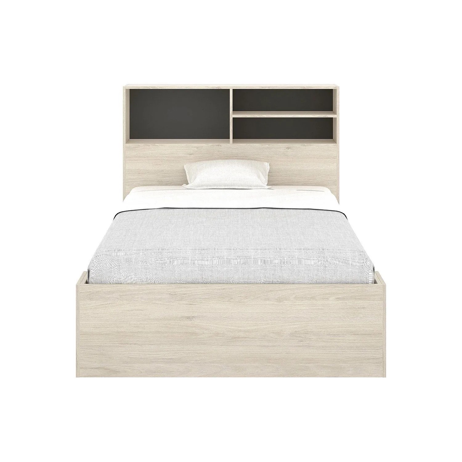 Vente-unique Bettrahmen Vardiel Anthrazitgrau  Naturfarben Hell 217.6 cm