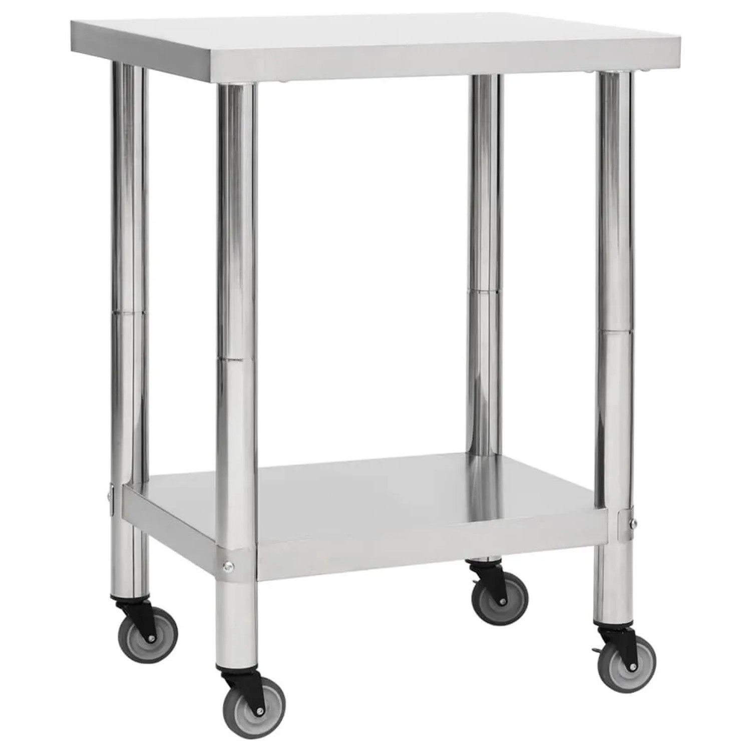 DELUKE Edelstahl Arbeitstisch Mit Rollen BEWO 80x30x85cm Gastro-Tischwagen Arbeitsfläche Gastro-Küchentisch Servierwagen...