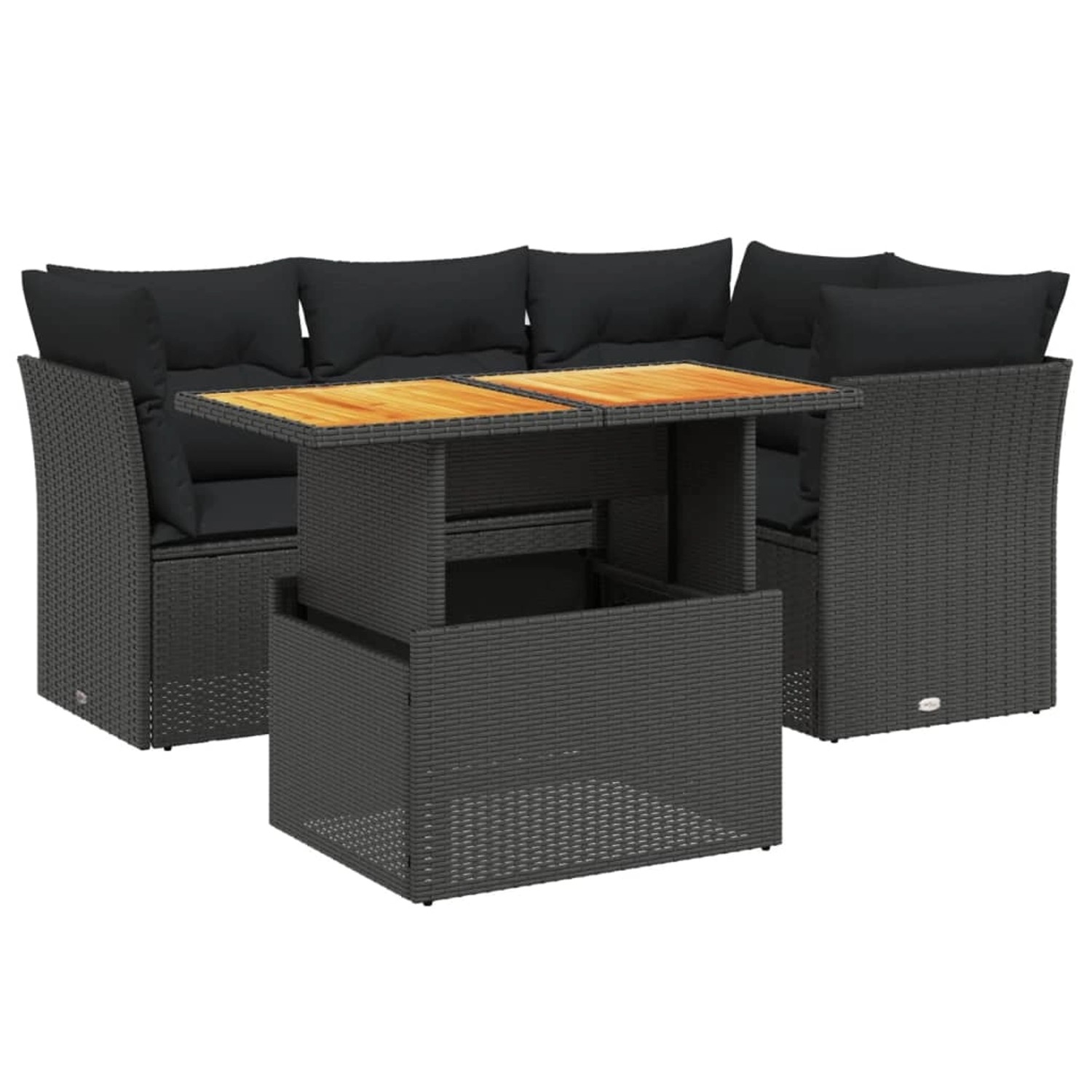 vidaXL 5-Tlg Garten-Sofagarnitur mit Kissen Schwarz Poly Rattan 3270810 günstig online kaufen