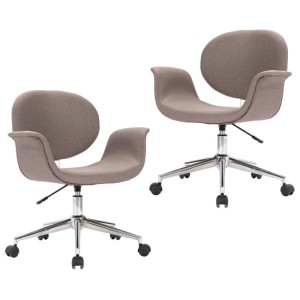 vidaXL Esszimmerstühle 2 Stk Drehbar Taupe Stoff 3054869