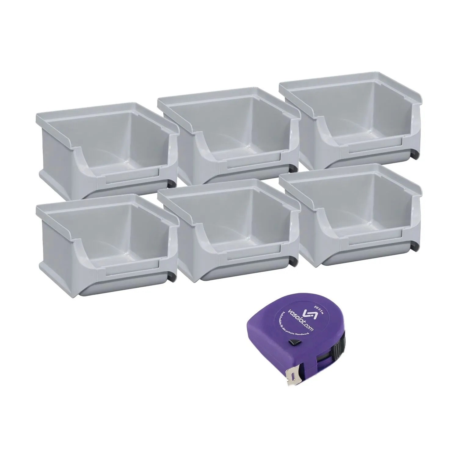 vasalat Set Stapelboxen Größe 1 100x102x60 mm Grau 6 Stück