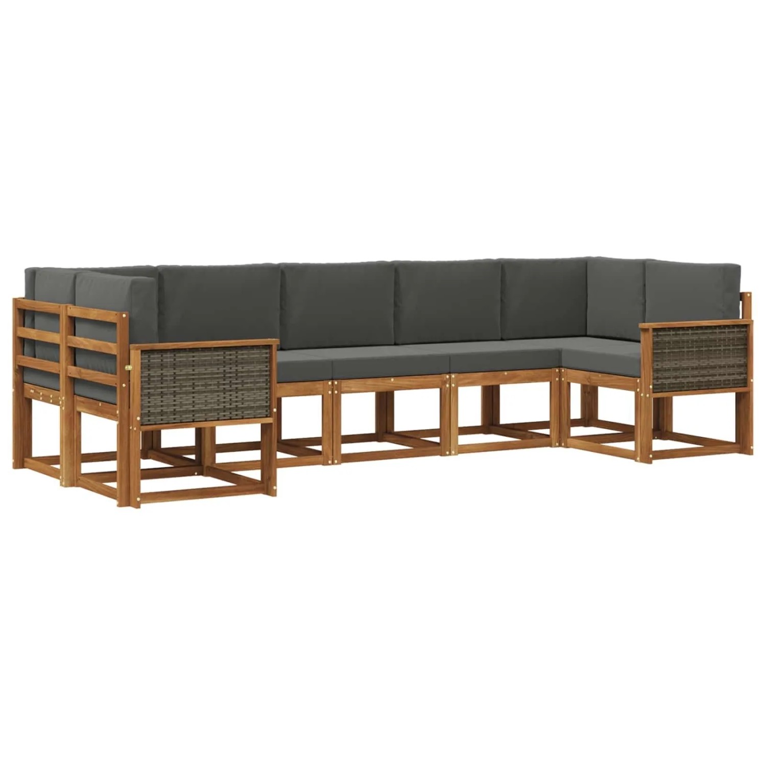 vidaXL Outdoor-Sofagarnitur mit Kissen 7 Stk Natur und Anthrazit 3385508