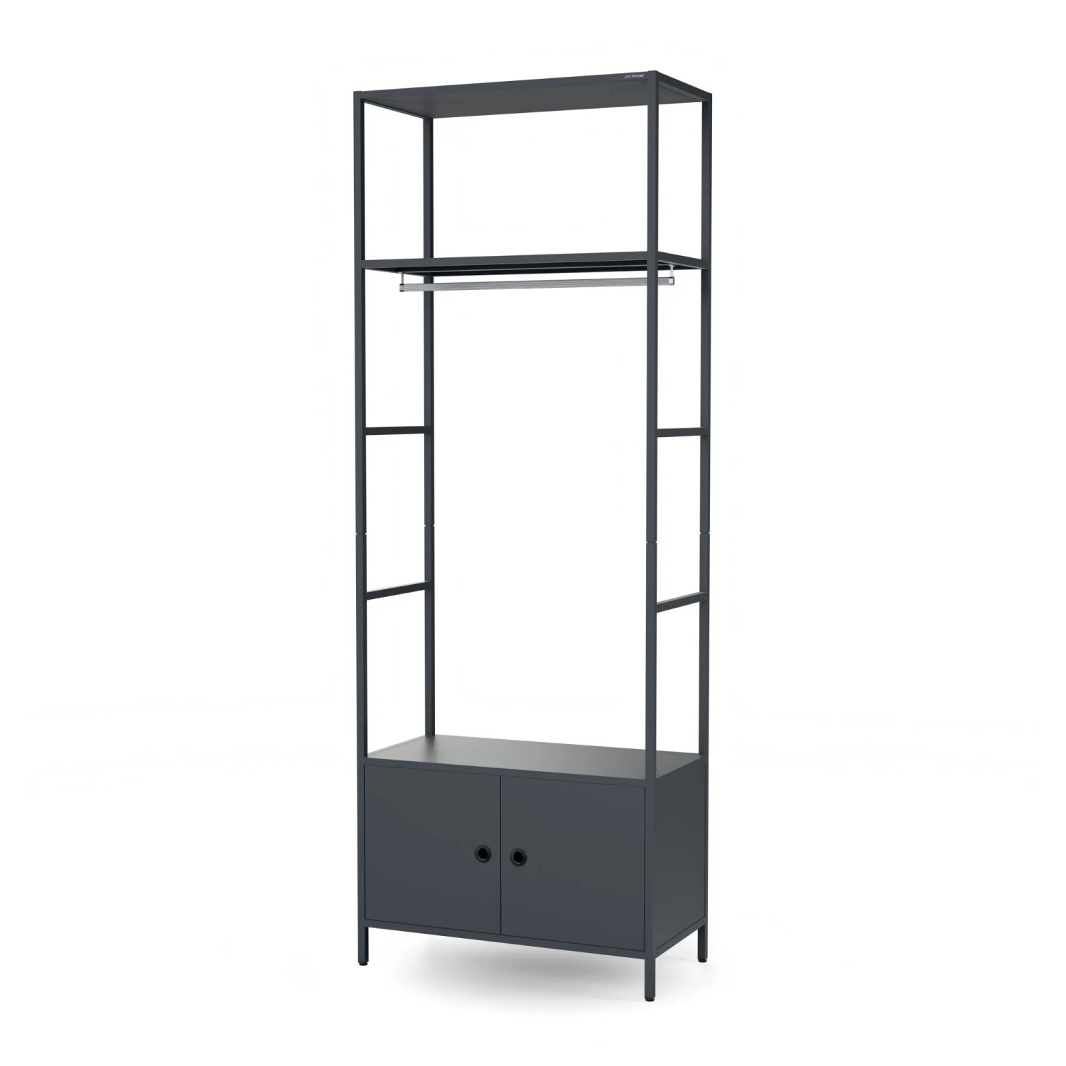 JAN NOWAK Offenes Büroregal mit Kleiderstange für Empfangsbereiche und Wartezimmer ARIEL 80 × 220 × 40 cm Anthrazit