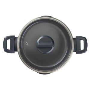 Fackelmann Topf Statement 24 cm mit Glasdeckel und Entlüftung, Keramik beschichtet.