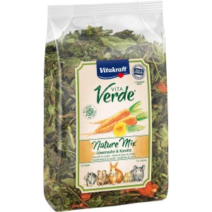 Vitakraft Vita Verde Nature Mix Nagerfutter mit Löwenzahn und Karotte, 100g Packung.