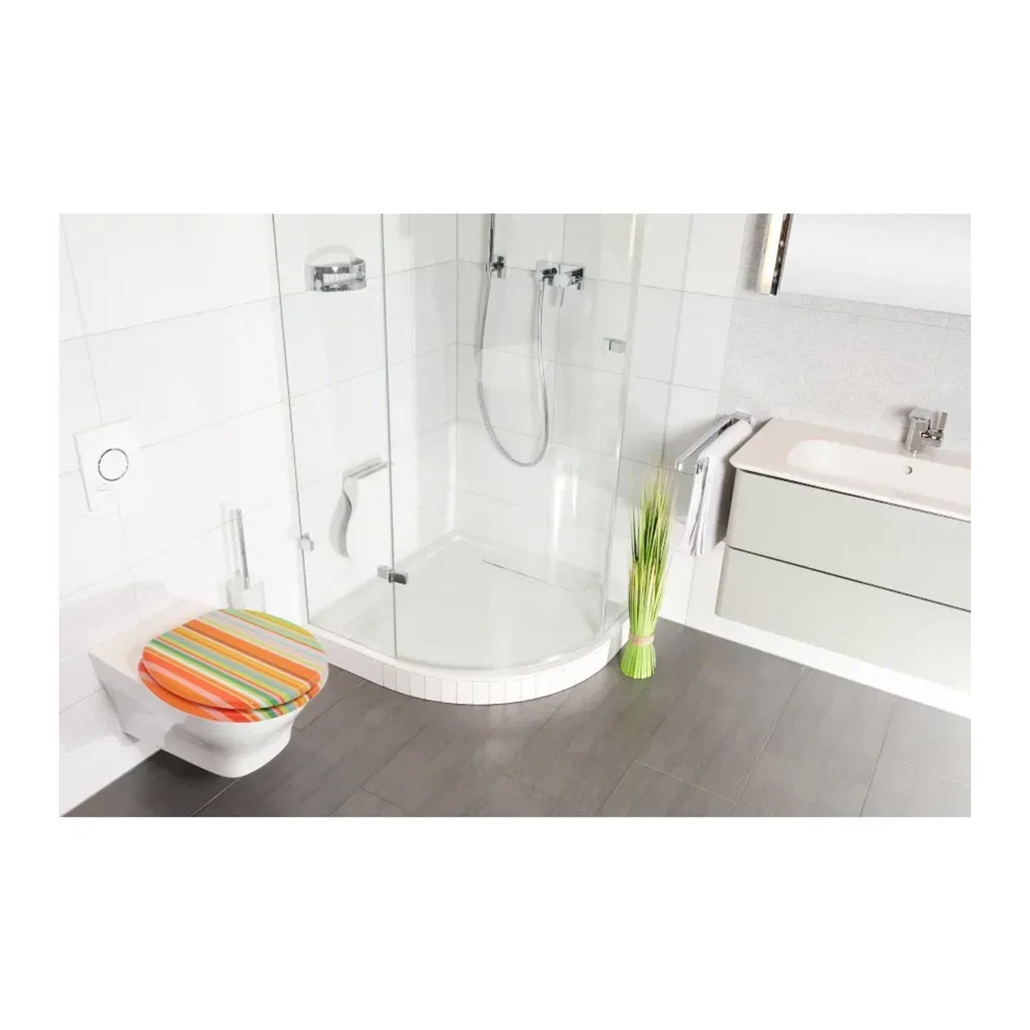 Sanilo WC-Sitz Starstripes mit Absenkautomatik im modernen Badezimmer.