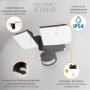 Graue SSC-LUXon LED Außenwandleuchte ETHIR mit Bewegungsmelder und zwei schwenkbaren Spots.