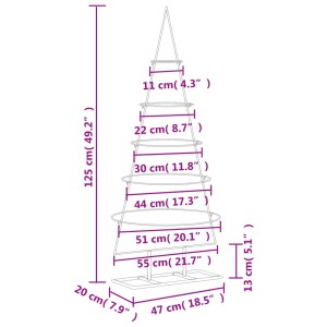 Schwarzer Metall-Weihnachtsbaum (125 cm) für DIY-Dekorationen, 5 Ebenen, geeignet für Innen- und überdachte Außenbereiche.