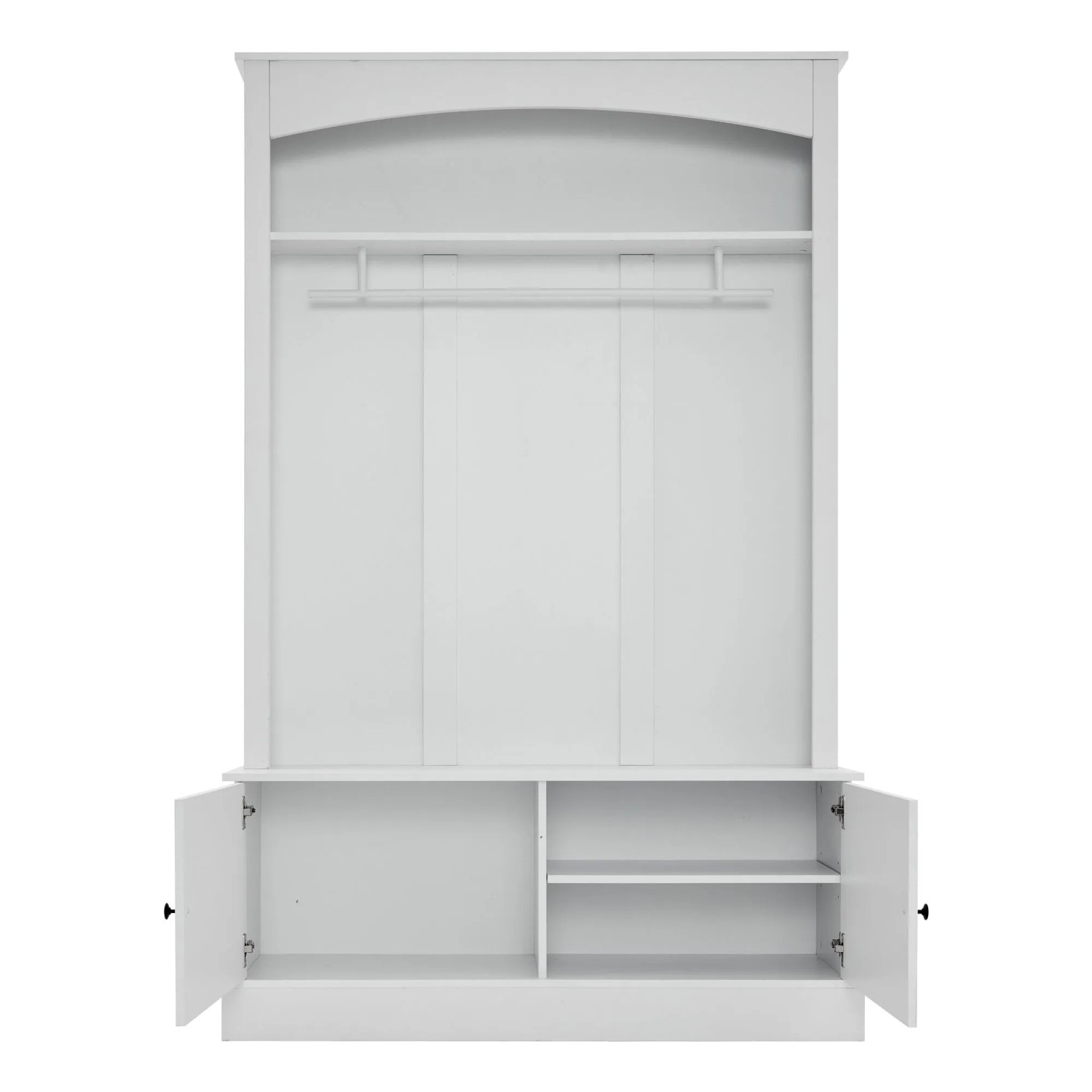 okwish Garderobenschrank mit Schuhbank Stauraum Verstellbare Regale Flur 120x40x190 cm Weiß