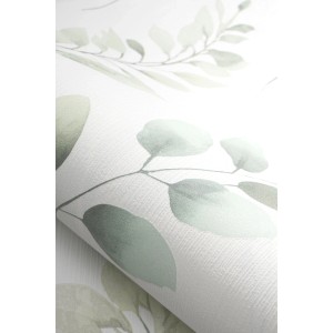 Erismann Vliestapete Spring Symphony Grün mit Blättern in Aquarelloptik.