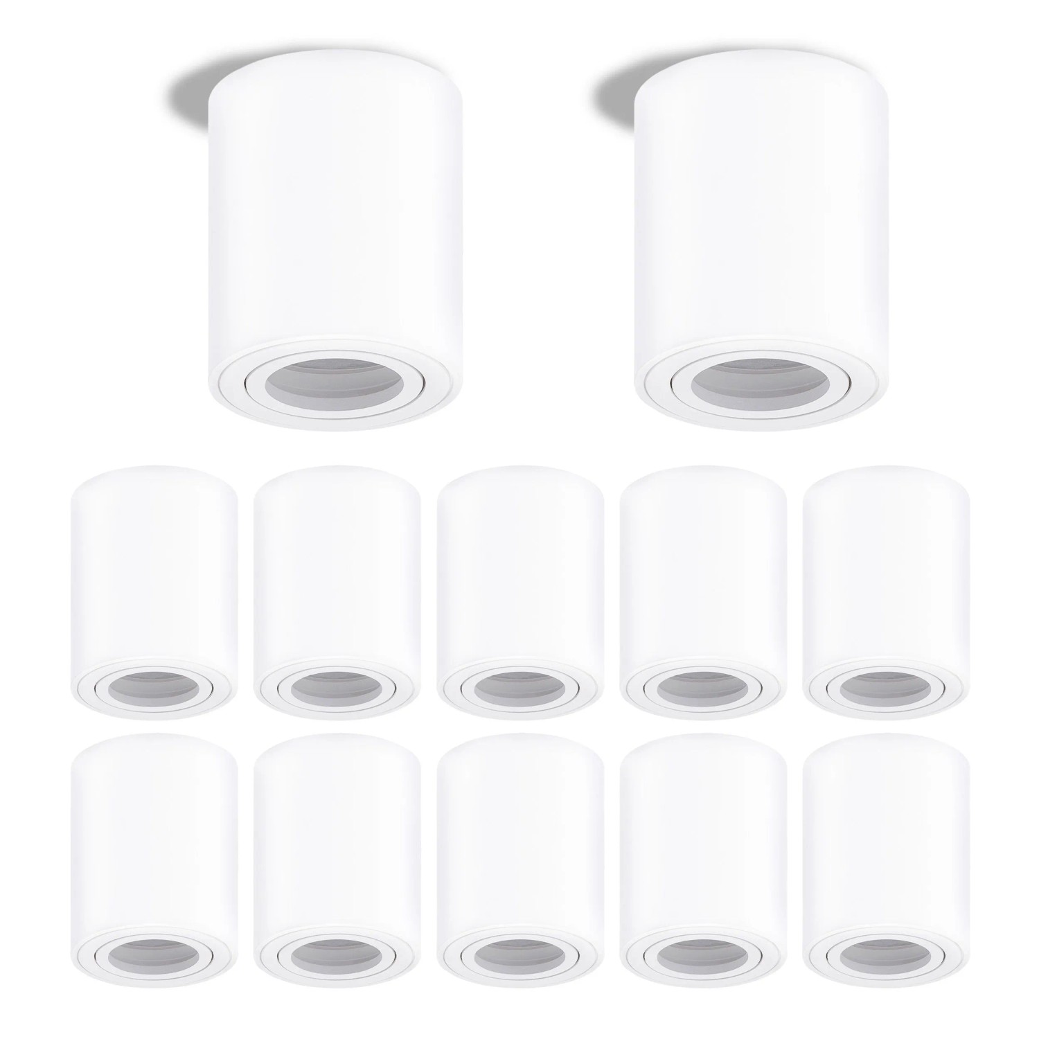 Oktaplex Lile M 12er Set Aufbauspot-Gehäuse ohne Leuchtmittel Weiß Schwenkbar Ø 80 mm für Nizza LED-Module oder GU10