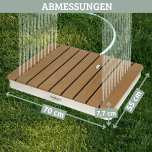 DELUKE Gartendusche Outdoor Eckig TYLIX WPC Bodendusche 4m Fontänenhöhe Außendusche Rutschfest Saunadusche Campingdusche Wetterfest