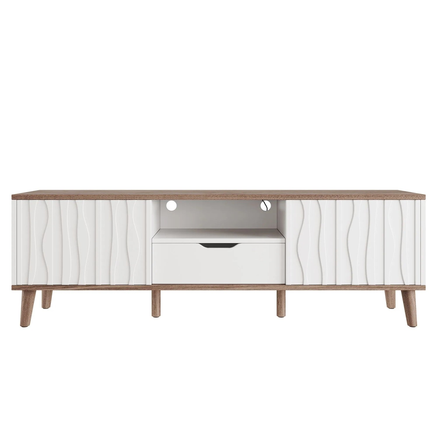 okwish TV-Schrank mit Stauraum LED Wohnzimmer 160x40x52cm Weiß
