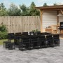 Schwarze vidaXL Garten-Essgruppe, 15-teilig, aus Poly Rattan mit Tisch, Stühlen und Kissen.