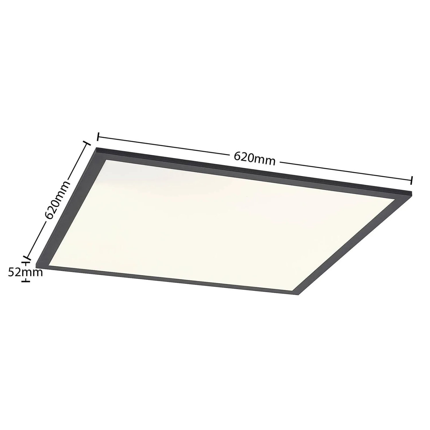 Schwarzes Lindby LED Panel Nelios, 62x62cm, für Wohnzimmer & Esszimmer
