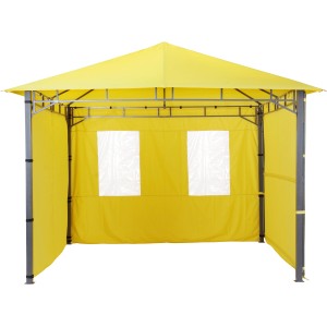 Gelbes Seitenteil-Set (2 Stk.) für Pavillon Lehua/Waya: 1x geschlossen, 1x mit 2 Fenstern.