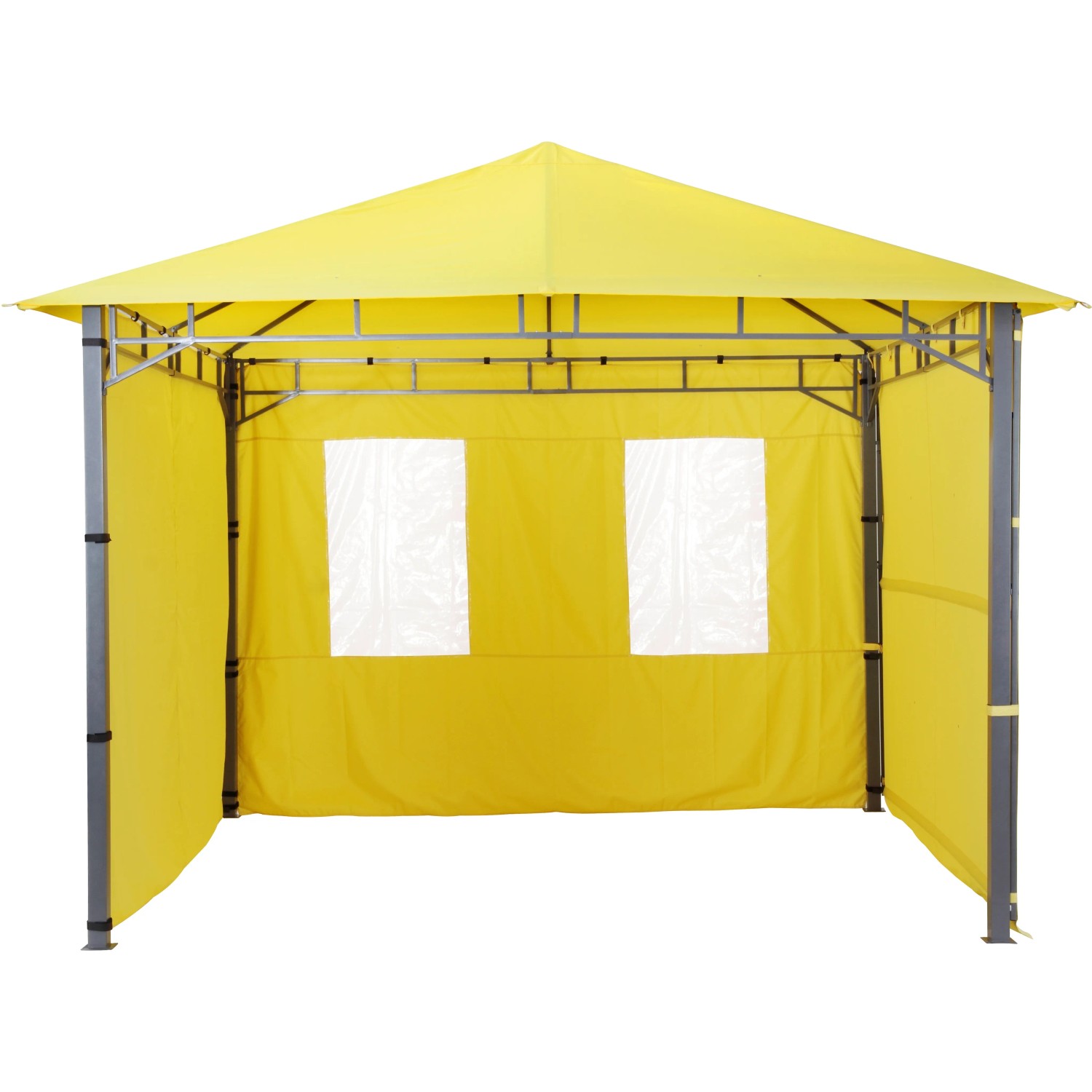 Gelbes Seitenteil-Set (2 Stk.) für Pavillon Lehua/Waya: 1x geschlossen, 1x mit 2 Fenstern.